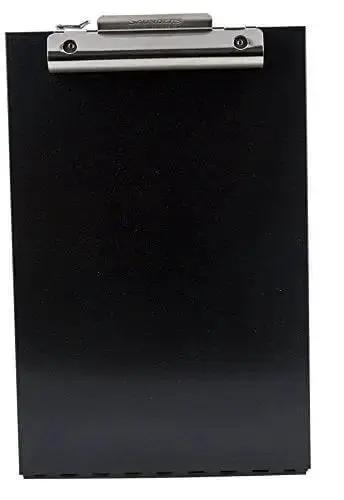 Front view of Black Dual Layer Metal Clipboard Folio with Storage for Letter Size Papers, Privacy Nursing Clipboard