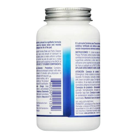 Permatex 24125 Ceramic Extreme Brake Parts Lubricant, 8 oz bottle, white plastic container with blue label.