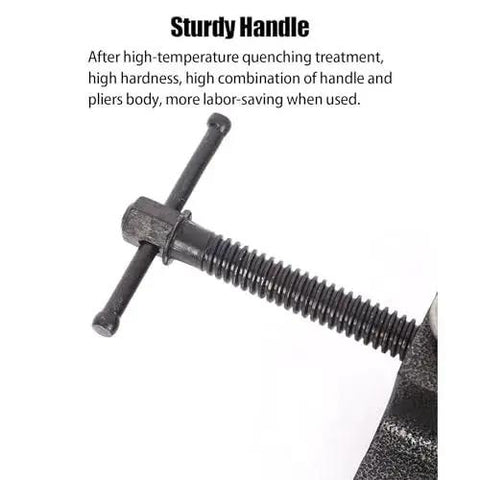 Close-up of handle on 4 Inch Small Flat Table Vise For Woodworking And Machining With Quick Clamp Jaw System Precision Bench Vise
