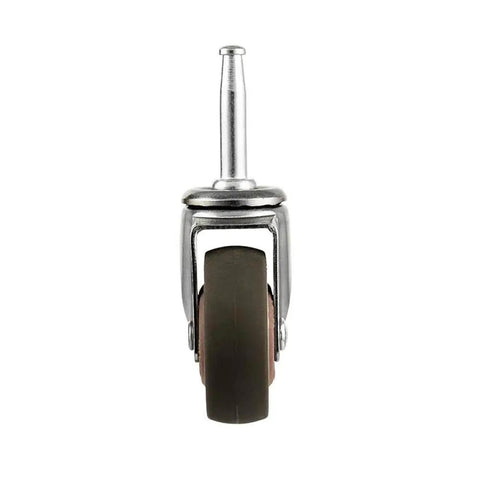 Front view of 1.5 inch rubber caster wheel with 5/16 x 1.5 inch stem, part of Rubber Caster Wheel Set Of 4 For Furniture And Trolleys.