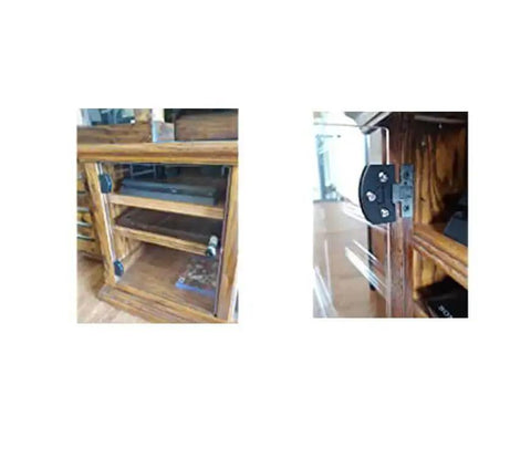 Installed no open glass door hinge for bookcases and cabinets, 90 degree zinc alloy clip hinge on 5 to 8mm glass display door