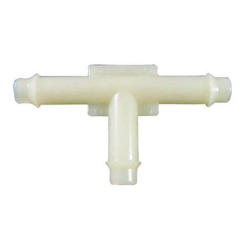 Close-up of a nylon tee connector from the Assorted Vacuum Line Hose Connector Kit 18 Pcs by Woodzdon Y for GM AMC Ford Chrysler
