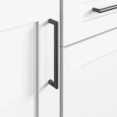 Kinney Pull Flat Black Eight Inch Cabinet Pull Lynwood Collection with Seven and Nine Sixteenths Inch Center to Center Mounting