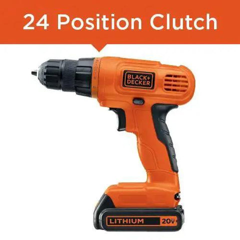 20V Cordless Drill Driver Kit With 100 Piece Bit And Socket Set 24 Position Clutch Soft Grip Handle Battery And Charger Included