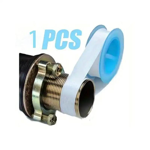 Easy Install PTFE Thread Sealing Tape For Shower Heads And Plumbing Fittings wrapped around a pipe thread, single roll in use