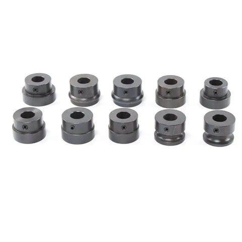 Set of twelve dies for Bead Roller For Sheet Metal With Twelve Dies, Heavy Duty Rotary Beading Machine, showcasing different sizes and shapes.
