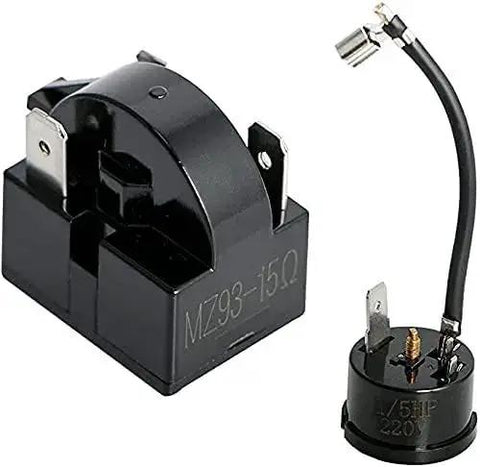 3 Pin 1/5HP Compressor Thermal Overload Protector and 15 Ohm Start Relay, plug and play upgrade for portable freezers, car refrigerators.