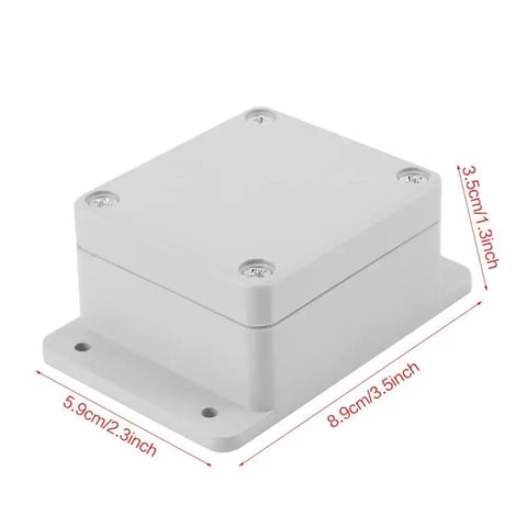 Weatherproof Electrical Junction Box 89x59x35mm IP65 Fire Retardant Enclosure, shows dimensions for indoor and outdoor use.