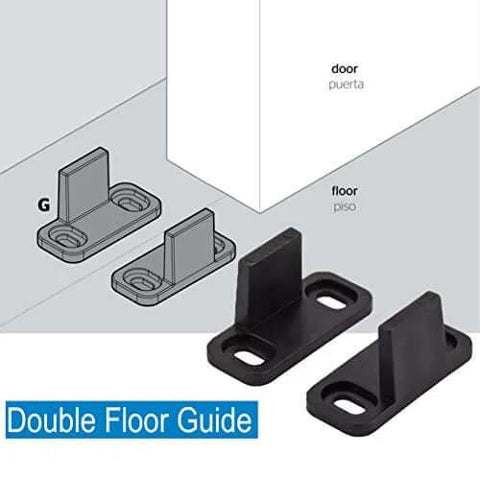 Mini Rustic Sliding Barn Door Hardware Kit In Oil Rubbed Bronze For Cabinets Bookshelves Vanities TV Consoles And More With Fully Included Mounting Hardware For Easy Install 48 Inch Track double floor guide close-up