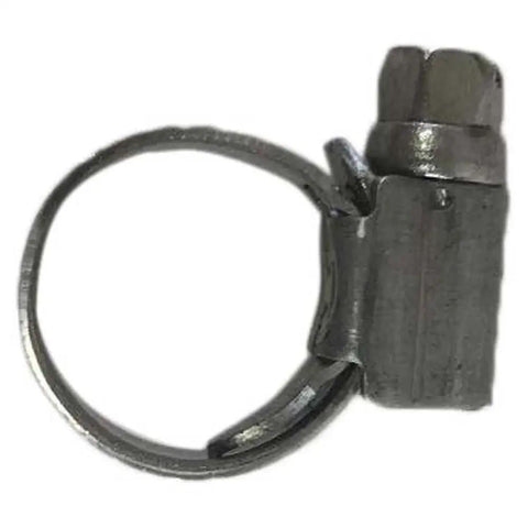Heavy Duty Stainless Steel Hose Clamp Set For Marine And Automotive Use With Vibration Proof Six Degree Thread Pitch And Rock Solid Worm Gear Housing Universal Fit SAE Size 4 11 To 17 Millimeters 9 Millimeter Band 10 Pack Scandvik 13617, side view image showing the clamp's construction details