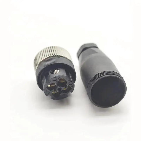 Two Pack M12 4 Pin Female Circular Connector D Code Industrial IP67 Waterproof Field Wireable Sensor Adapter, brass gold contacts