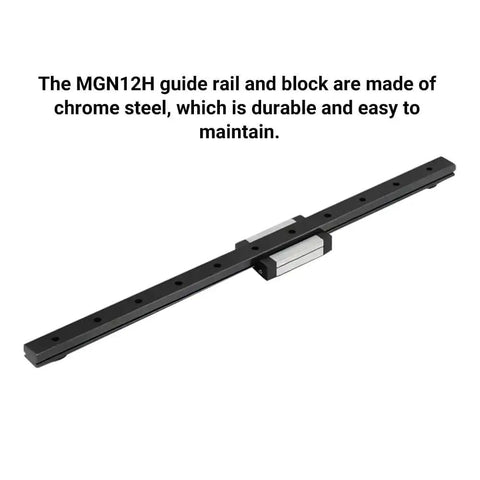 MGN12 400mm linear rail guide with MGN12H black stainless steel carriage block for Ender 3 CoreXY 3D printers and CNC machines