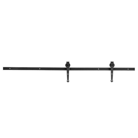 6-Foot Sliding Barn Door Roller Track Kit with Carbon Steel Hardware and POM Rollers shown installed with brackets