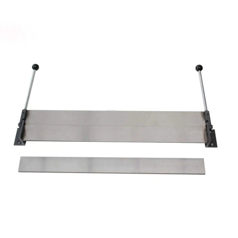 Portable 18-Inch Sheet Metal Brake for 18-Gauge Mild Steel with aluminum frame and adjustable 0-90 degree bend, top view