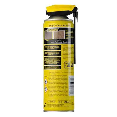 Side view of a can of All-In-One Multi-Purpose Lubricant Spray For Rusted Bolts, Tools, Bikes And Garden Gear, 450ml size