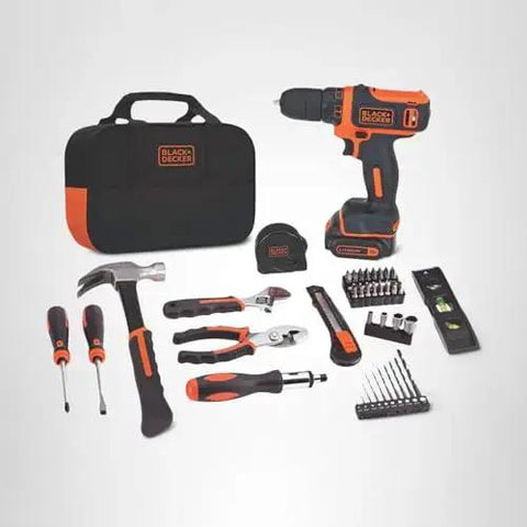 12V Max Drill and Home Tool Kit 60 Piece Set with Compact Lithium Ion Drill Driver, tools, carry bag included, home repairs