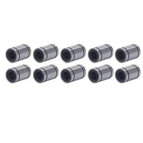 Ten Piece Set Of Alloy Steel Linear Motion Bearings And Bushings For Low Friction High Precision Smooth Operation In CNC Machines