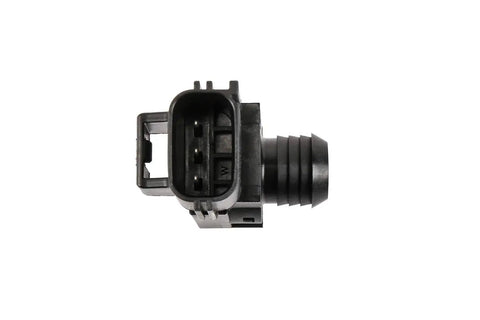 GM Genuine Parts 15823208 power brake booster vacuum sensor connector, black plastic housing, three-pin plug (front view).