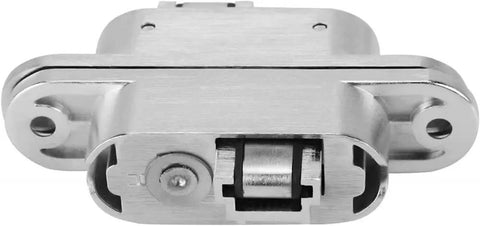 Close-up front view of zinc alloy hinge from 2 Pack 180 Degree Concealed Cross Door Hinges With Spanners Zinc Alloy Invisible Hinge Set