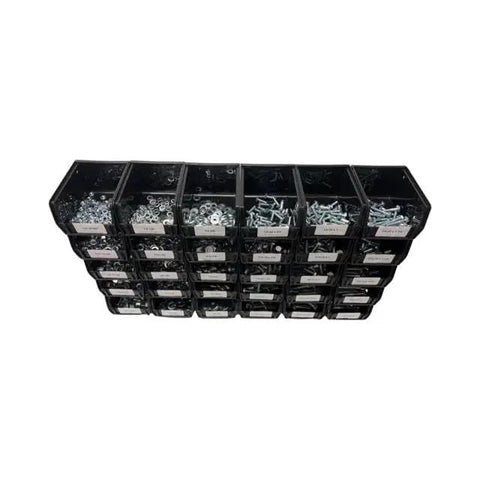 1035 Piece Grade 5 Nut Bolt And Washer Set with Hex Bolts Nuts Lock Washers and Flat Washers in 30 Stackable Plastic Bins