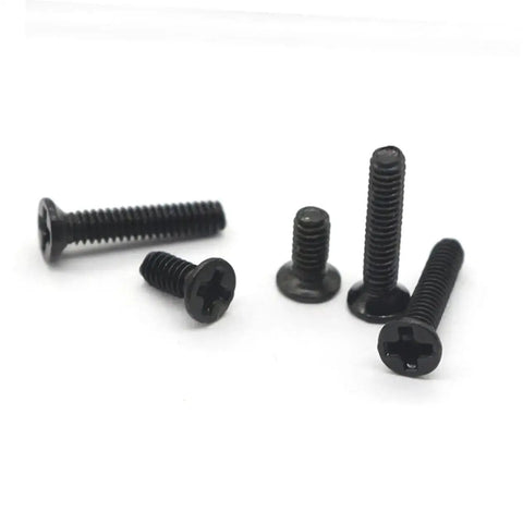 18 Piece Miniature Screw Assortment Kit With Flat Head And Countersunk Tiny Machine Screws shown in close-up image