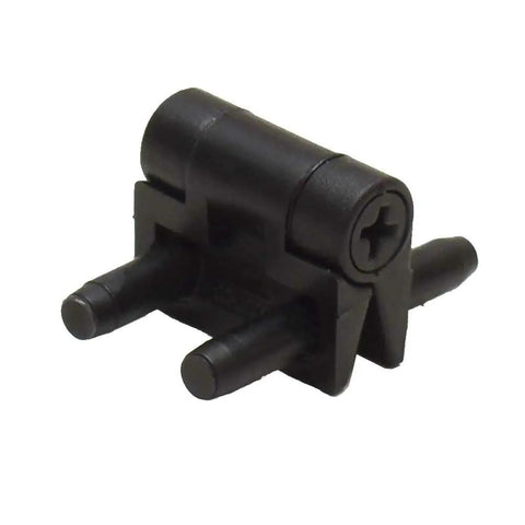 Boat Adjustable Position Torque Hinge Model E6-10-101-20 Black Matte Finish Made From Acetal Copolymer With Four One Quarter Inch Peg Mounts One Inch Long By One And A Quarter Inches Wide By One Inch High Great For Marine Cabinets Hatches And Compartments, front view