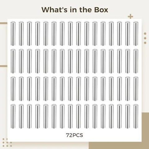 Image showing 72 Pack 3 Mm Hardened Bearing Steel Alignment Pins, Precision Ground Cylindrical Dowel Pins for engineering and machinery.