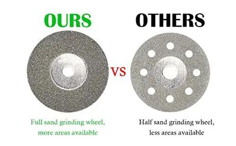 Comparison of Diamond Cutting Wheels Kit For TIG Welding And Tungsten Electrode Sharpening with full sand disc vs half sand disc.
