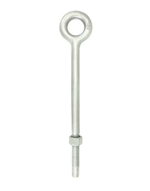 Heavy Duty Galvanized Eye Bolts With Nuts 3/4 Inch By 12 Inch Forged Steel 2 Pack For Rigging And Lifting Straight Line Pulls Only
