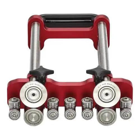 Two Station Metal Bender Pro Grade for Precise Bends under 150mm, adjustable roller spacing 0.5-1mm, front view of dual-station tool