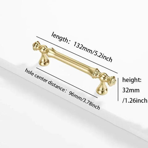 Minimalist Bright Gold Aluminum Alloy Cabinet And Wardrobe Handles Set Six Pack for furniture, 5.2 inch length, 3.78 inch hole spacing