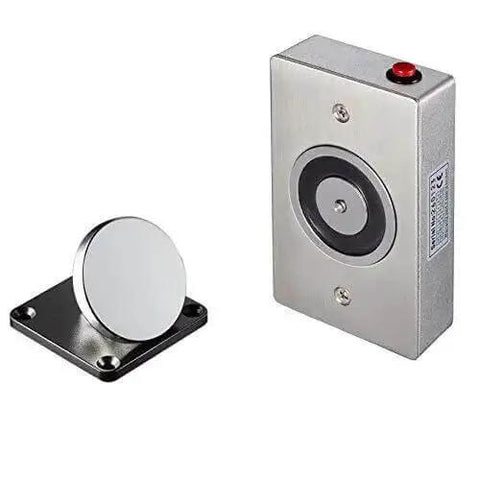 Emergency Smokeproof Electromagnetic Door Holder American Type Flush Wall Mount, Heavy Duty Fail Safe Lock, silver finish, uninstalled view