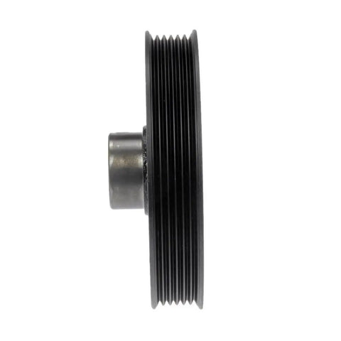 Side view of Harmonic Balancer For Jeep Compass 2007 To 2020 Black Beefed Up Fitment Serpentine Drive Belt Type Keyway 1 Mounting Hole