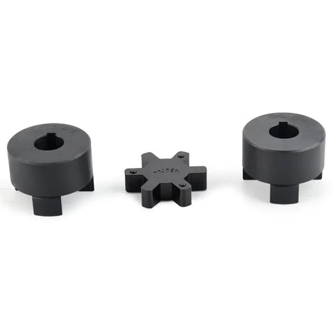Efficient L075 3 piece L-Jaw coupling set with 5/8 inch bore and 3/16 inch keyway featuring HT250 steel hubs and NBR spider insert