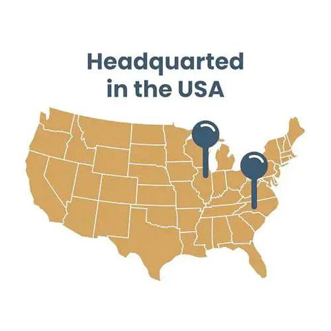 Map of the USA with pins indicating headquarters locations