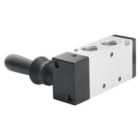 Side view of Manual Hand Lever 5 Way 2 Position Pneumatic Valve With G3/8 Inlet and 3/8PT Ports, alloy body, for industrial use