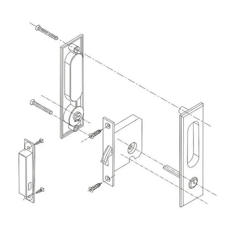 Sliding Barn Door Locks With Invisible Door Handle And Keys For Wood Pocket Doors Black Hardware assembly diagram
