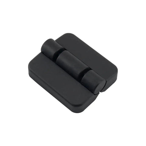 Black plastic torque hinge for cabinet doors, 1 piece.