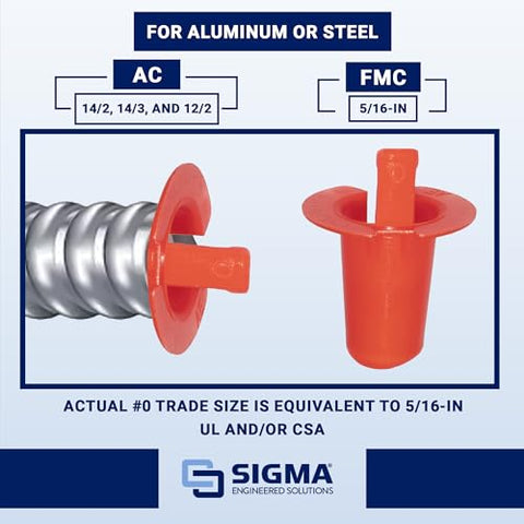 Sigma ProConnex AC/Flex anti-short bushing #0, orange plastic, 35-pack for aluminum or steel