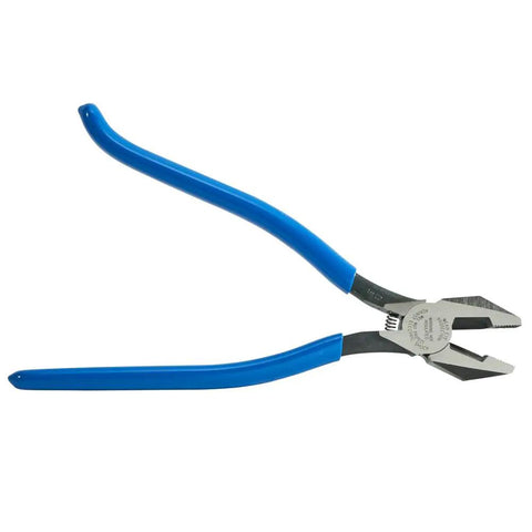 Heavy Duty Slim Head Diagonal Cutters With Spring Loaded Action For Cutting ACSR Nails Screws And Soft Rebar Tie Wire Induction Hardened Blades For Longevity Forged In USA Ironworker Pliers From Klein Tools