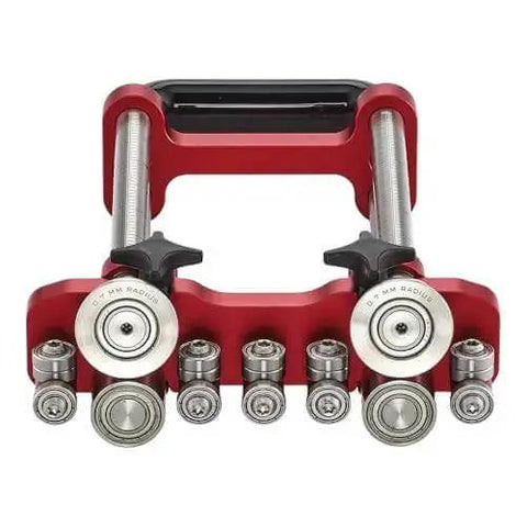 Front view of a Pro Grade 2 Station Metal Bender for bends up to 150 mm, with adjustable roller spacing 0.5 to 1 mm.