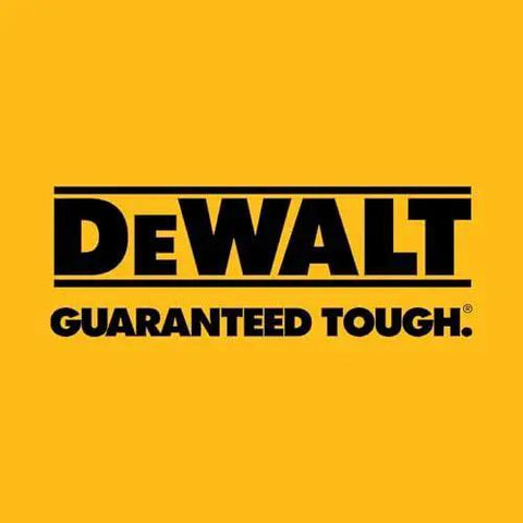 DeWalt logo with 'Guaranteed Tough' slogan on yellow background.