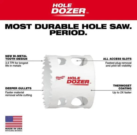 Bi-Metal Hole Saw 1-7/8 Inch For Fast Cutting And Built Tough With Ice Hardened Teeth, Matrix II Bi-Metal Durability, front view