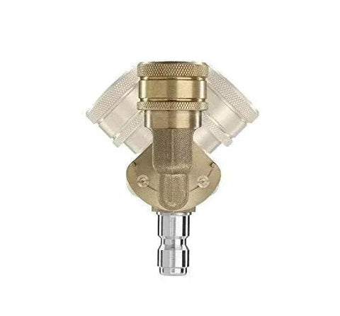 Pivoting Quick Connect Coupler For Pressure Washers With 120 Degree Swivel And Quarter Inch Plug For Up To Four Thousand PSI Stainless Steel Brass