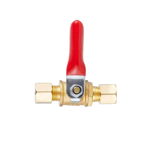 Brass Ball Valve Shut Off Switch for Tubing Fittings Heavy Duty Straight Coupling Adapter Two Pack One Quarter Inch Compression