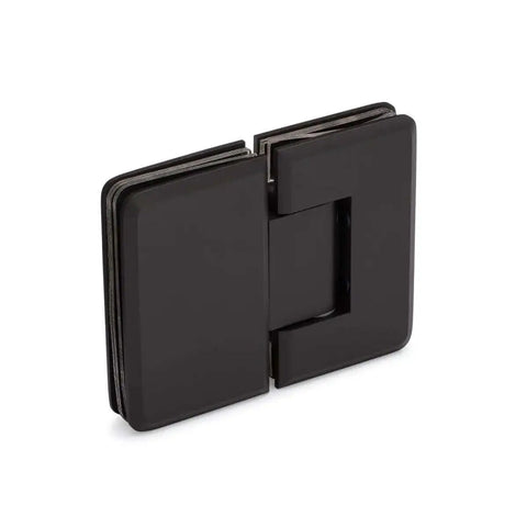 Oceana Standard Duty 180 Degree Glass To Glass Hinge in Oil Rubbed Bronze Medium for 3/8 to 1/2 inch glass, front view