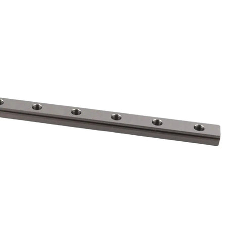 Close-up of 300mm Mini Linear Rail And Sliding Guide For 3D Printer And CNC Machine, built with durable metal, showing screw holes for mounting.