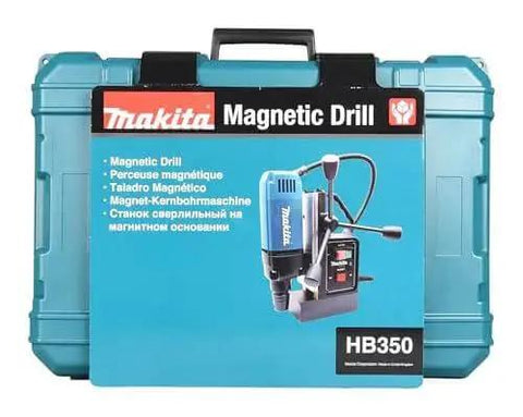 Portable Magnetic Drill For Steel With One And Three Eighths Inch Capacity And Two Inch Thick Cutting, Makita HB350 carrying case