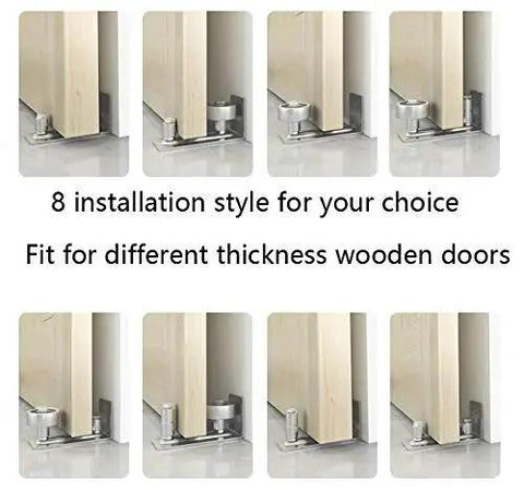 Stainless Steel Sliding Barn Door Floor Guide Wall Mounted Flush Mount Stay Roller with 8 installation styles, no floor drilling