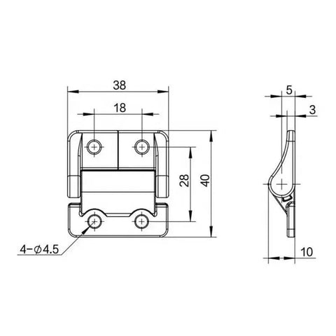 Diagram of 270 Degree Torque Hinge Friction Stay Hinge For Cabinets And Doors Beefy 2.3Nm Torque And Zinc Alloy Construction